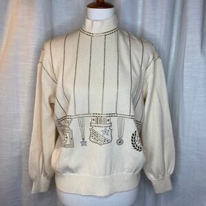 Vintage St. John by Marie Gray Cream Embellished Sweater (S)